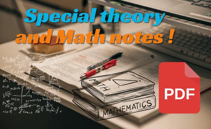 Graphic banner for 'Special Theory and Math Notes' with a red PDF icon and engineering formulas, representing downloadable study materials for EEE job exams.